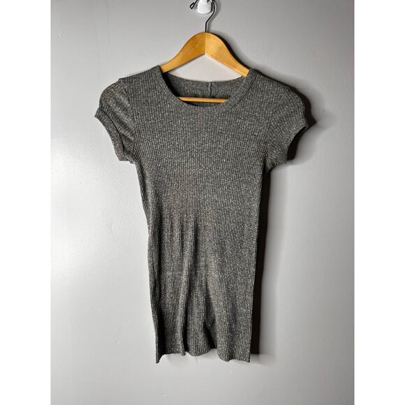 Enza Costa Ribbed Crewneck Tee Shirt Short Sleeve Women's Small Gray Minimalist - Picture 3 of 10